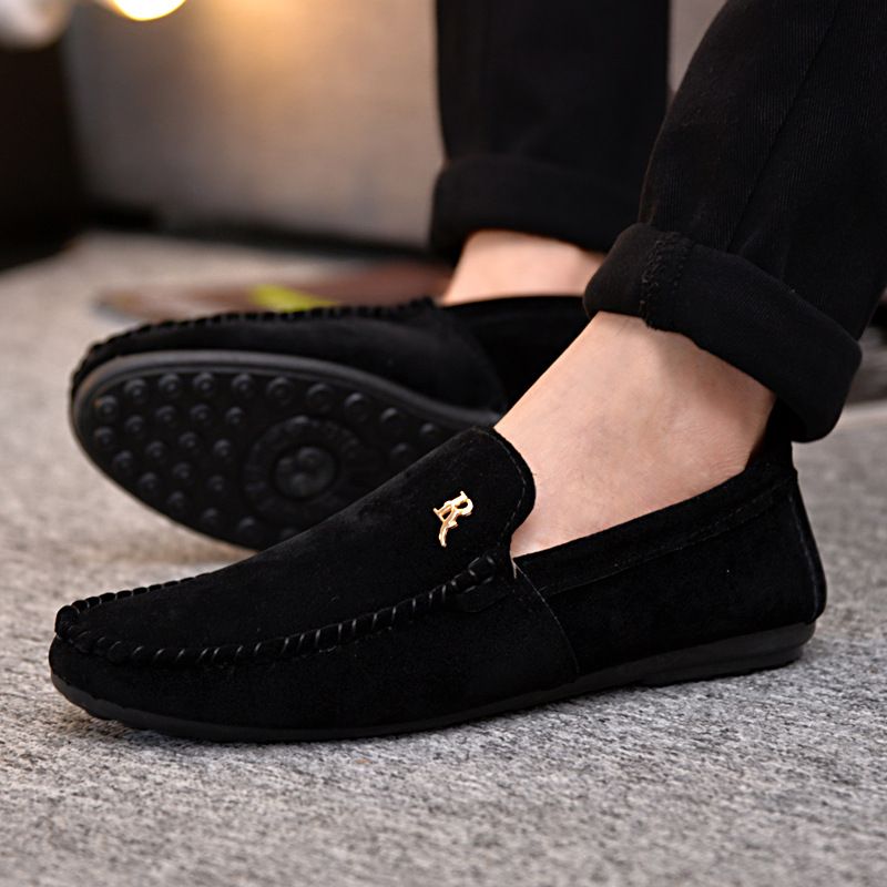 Lefu Korean Edition Trendy Men's Casual Low Top Cloth Lazy Man Fit Toe Bean Driving Shoes Anti Slip And Simple_voghion.com