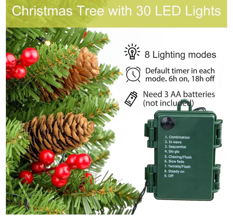 Paletto luminoso per albero di Natale in PVC da 76 cm per decorazioni da giardino, spiaggia e cortile – Decorazione festiva con luci colorate_voghion.com