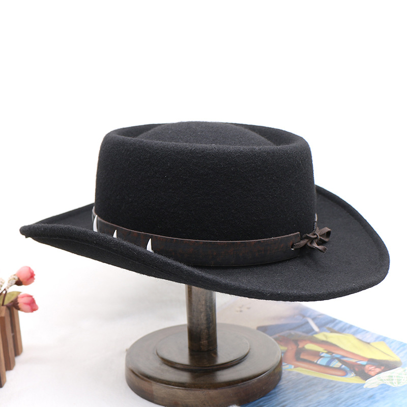 imitation ivory decorated wool felt autumn and winter new cowboy hat for men and women_voghion.com