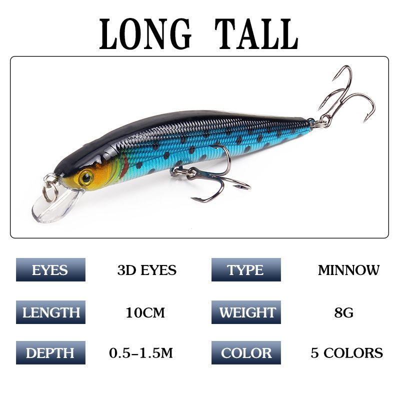 Návnada Minnow 8g/10cm Simulační návnada Tvrdá návnada Mořský rybolov Sladkovodní ryby Návnada Rybářské potřeby Produkty_voghion.com