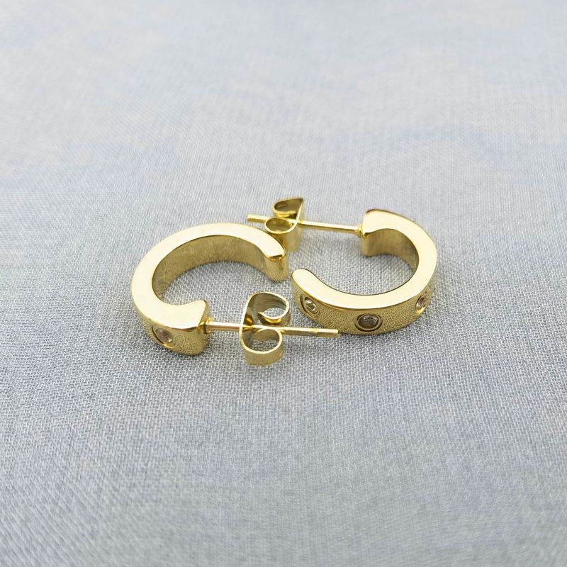 Classic LOVE Style C Shaped Gold Earrings Female_voghion.com