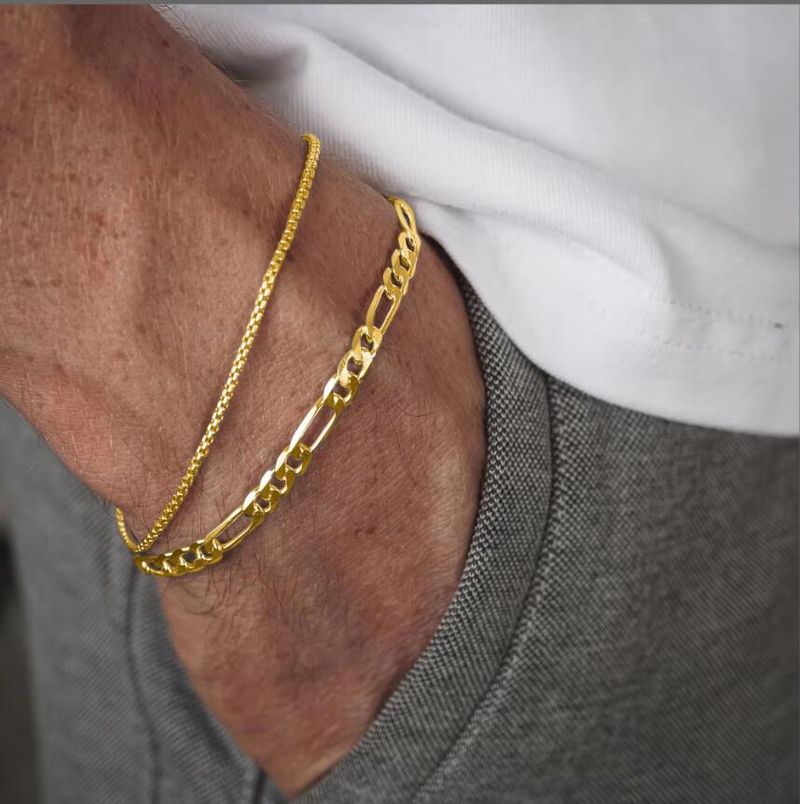Hip Hop Layered Stainless Steel Flat Unisex Personality Rust-Free Cuban Chain Bracelet_voghion.com