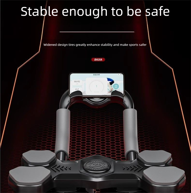 Supporto per gomito con rimbalzo automatico, ruota per muscoli addominali a quattro ruote, attrezzatura per il fitness per la perdita di grasso addominale per uso domestico_voghion.com