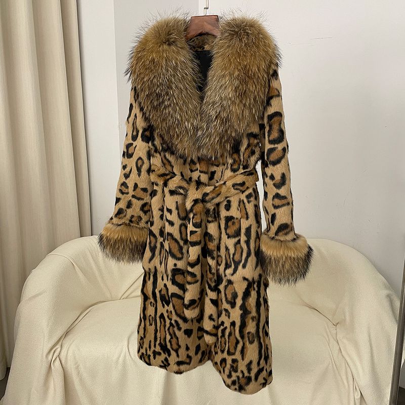 Women's Clothing new leopard print real rabbit fur coat warm and fashionable fur coat_voghion.com