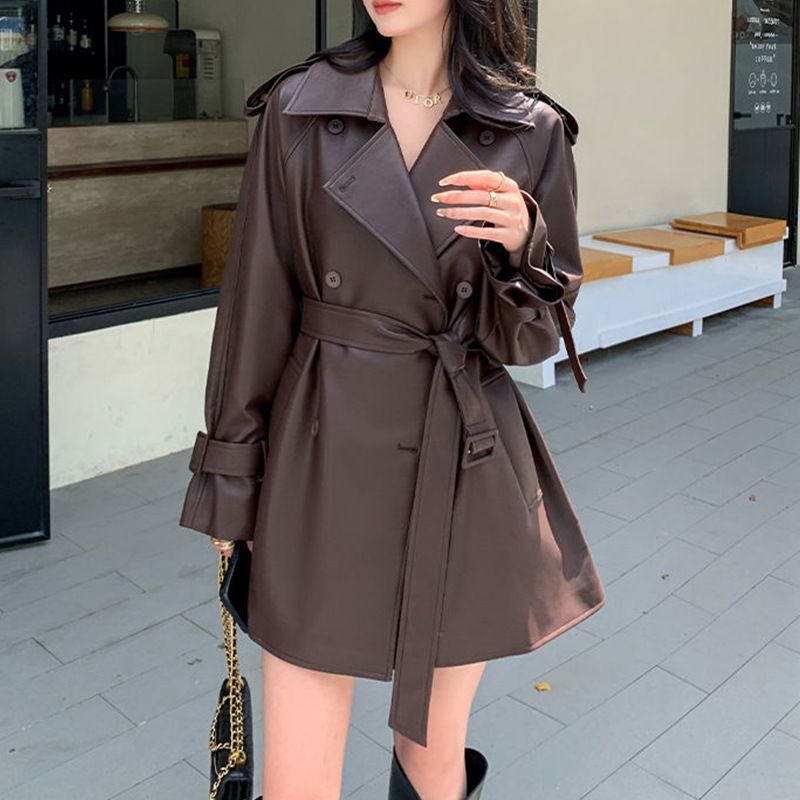 Abbigliamento maschile Maillard Giacca in pelle marrone per donna Nuovo stile Moda Piccola giacca in pelle Autunno Giacca a vento in pelle per donna_voghion.com