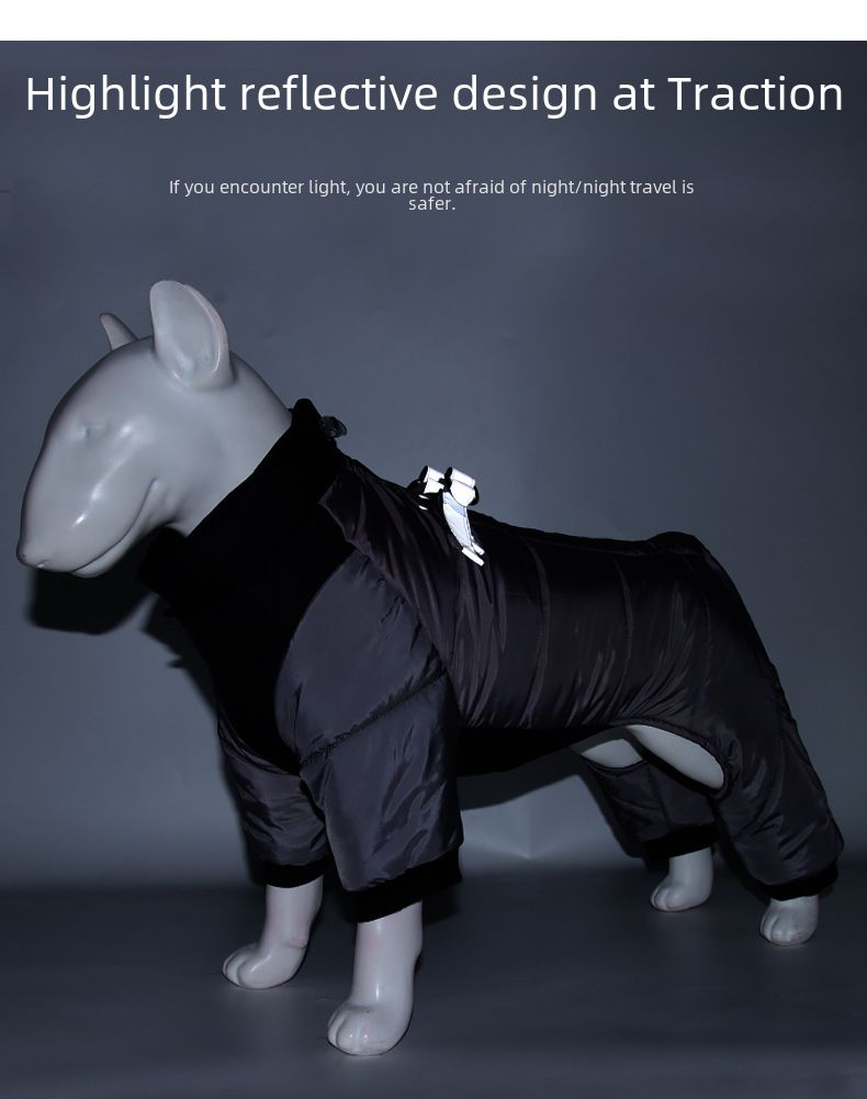 New dog clothes autumn and winter reflective waterproof puppy clothes thickened dog four-legged pet cotton-padded jacket wholesale_voghion.com
