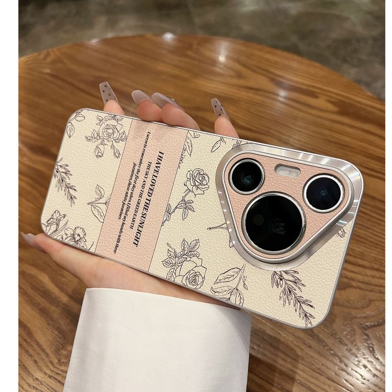 Suitable for Huawei Pura70Pro+new phone case 70Ultra sketching leather camellia mate60pro high-end feel p60/p50 luxury_voghion.com