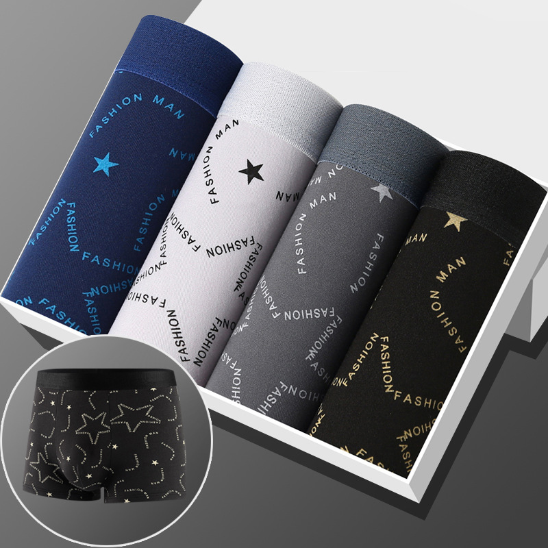 4/8 Uds. Calzoncillos Boxer con estampado convexo en U para hombre, pantalones cortos cómodos a la moda para hombre, ropa interior transpirable sólida para hombre_voghion.com
