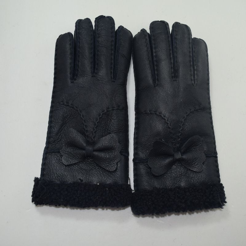 Schaffell Wolle Integrierte Handschuh Frauen Winter Fahion Schmetterling Echtes Leder Outdoor Warm Verdickt Radfahren_voghion.com