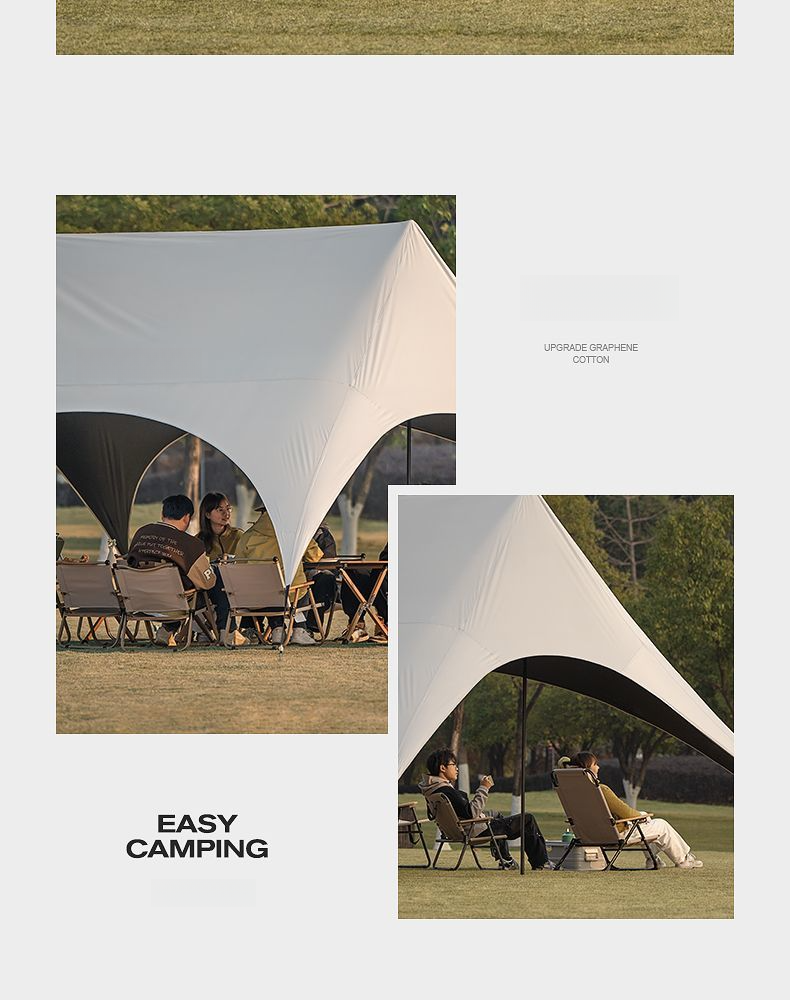 Quick Black Vinyl Tarp Hexagonal Outdoor Table And Chairs Camping Rainproof Equipment Butterfly Shape Sunshade Tent_voghion.com