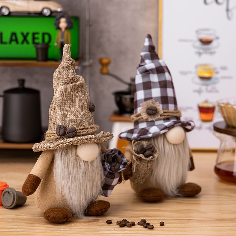 Haube Grenzüberschreitende neue Wohndekoration Kaffee Gesichtslose Puppe Zwerg Ornamente Halten Kaffeebohne Rudolph Puppe_voghion.com