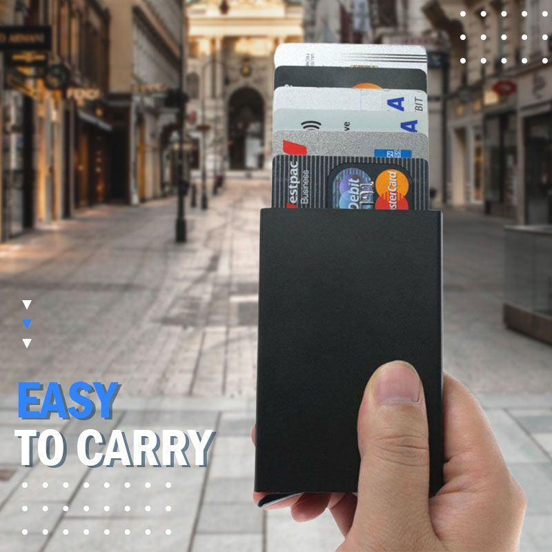 Rfid Smart Carta di credito Halter Metal Slim Pop Up Minimalistischen Männer Briefschen Schwarz Männlichen Geldbörse Geld_voghion.com