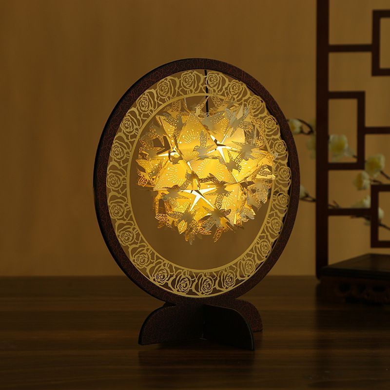 Stile cinese piccola luce notturna camera da letto 3D carta intagliata lampada fiore fai da te produzione artigianale laurea creativa_voghion.com