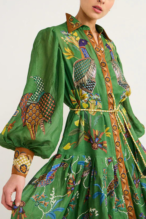 Abito da donna a maniche lunghe con stampa cardigan alla moda_voghion.com