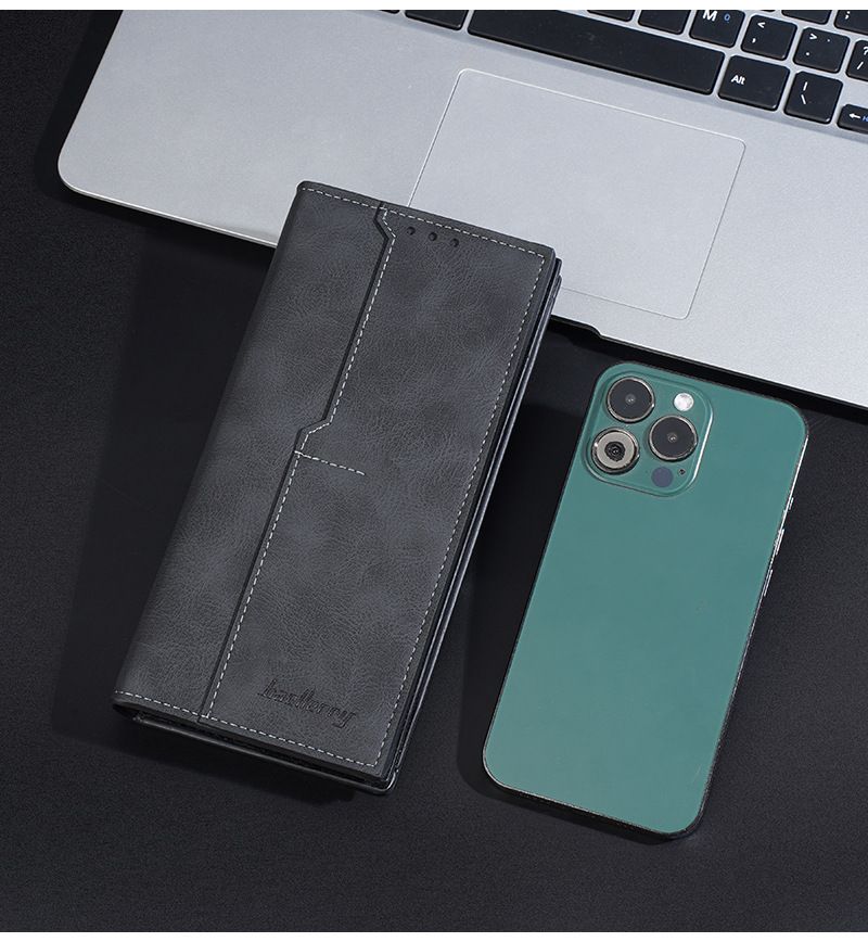 Baellerry Men's Long Wallet 2025 Autumn And Winter New Retro RFID Multi-card Leather Wallet Youth Simple Zipper Large Capacity Money Clip_voghion.com