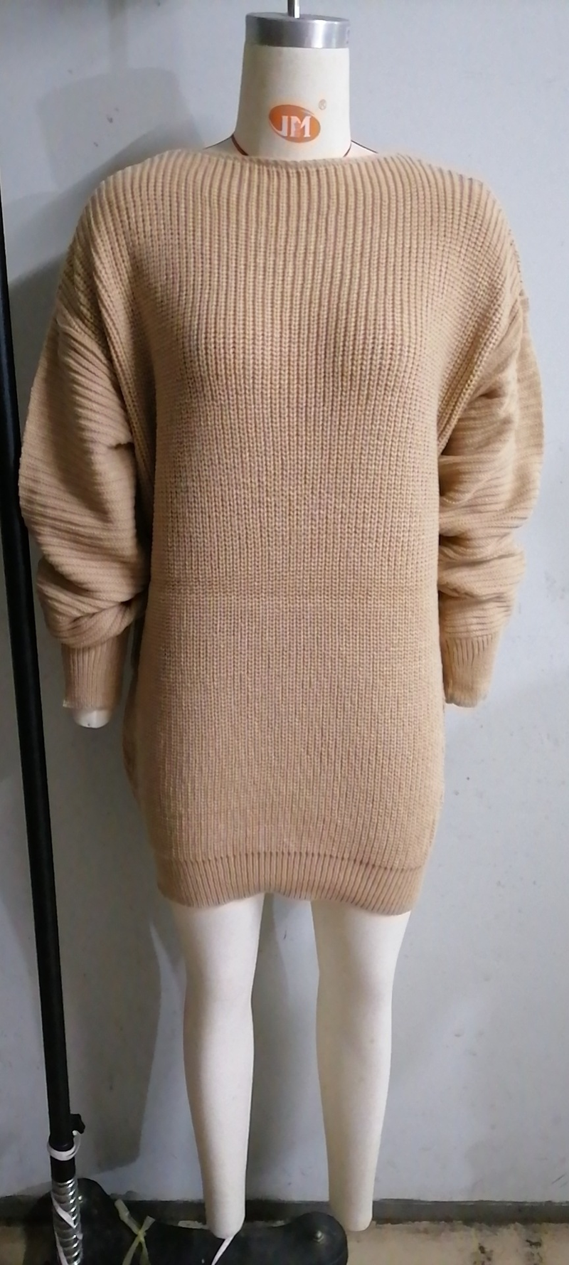 Dameskleding Casual Off-The-Shoulder Sweaterjurk Met Lantaarnmouwen_voghion.com