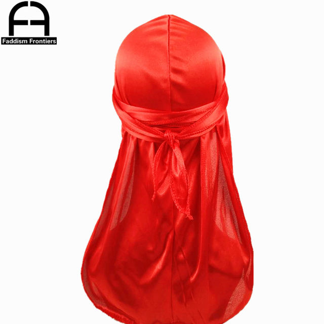 Unisex Damen Herren Seide Durag Turban Hut Perücken Biker Kopfbedeckung Stirnband Haarschmuck Lange Schwanzriemen Bandanas Seidige Durags_voghion.com