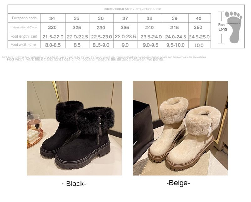 Übergroße, dicke, isolierte Winter-Schneestiefel aus Plüsch mit mittelhoher Sohle und rutschfesten, großen Baumwollschuhen_voghion.com