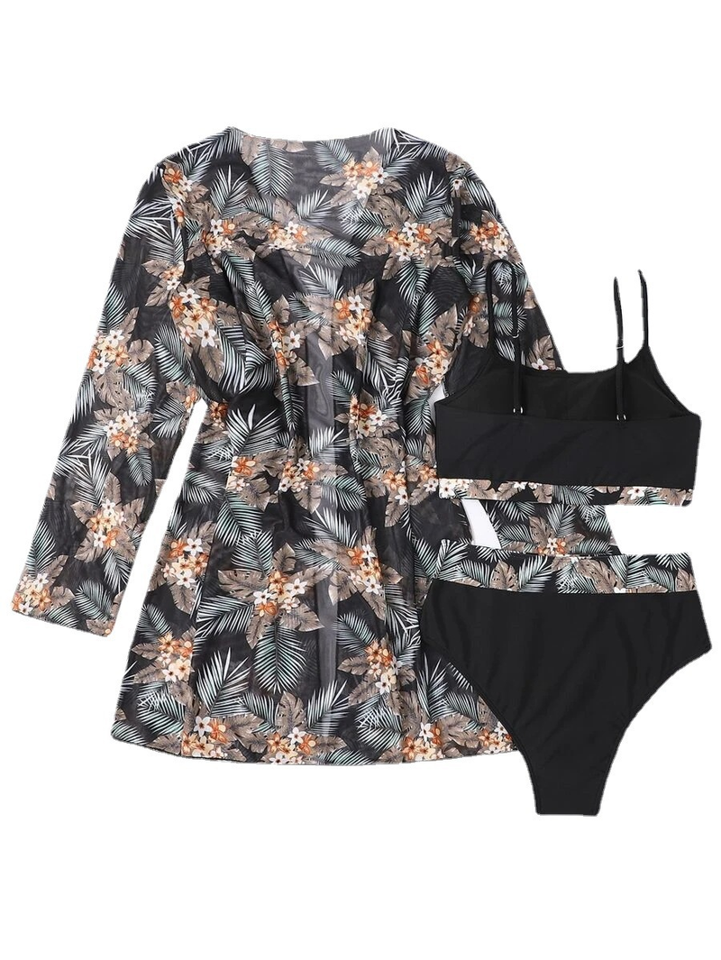 Ensemble trois pièces pour femmes, Bikini, Sexy, fendu, Cover-Up pour les maillots de bain, protection solaire, pour la plage, nouvelle collection 2024_voghion.com