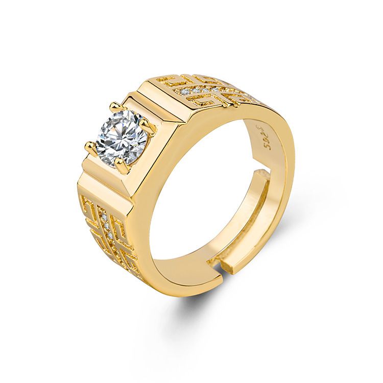 Luxury Set With Diamonds, New Handmade Ring, Gold-plated Zircon Men's Ring_voghion.com