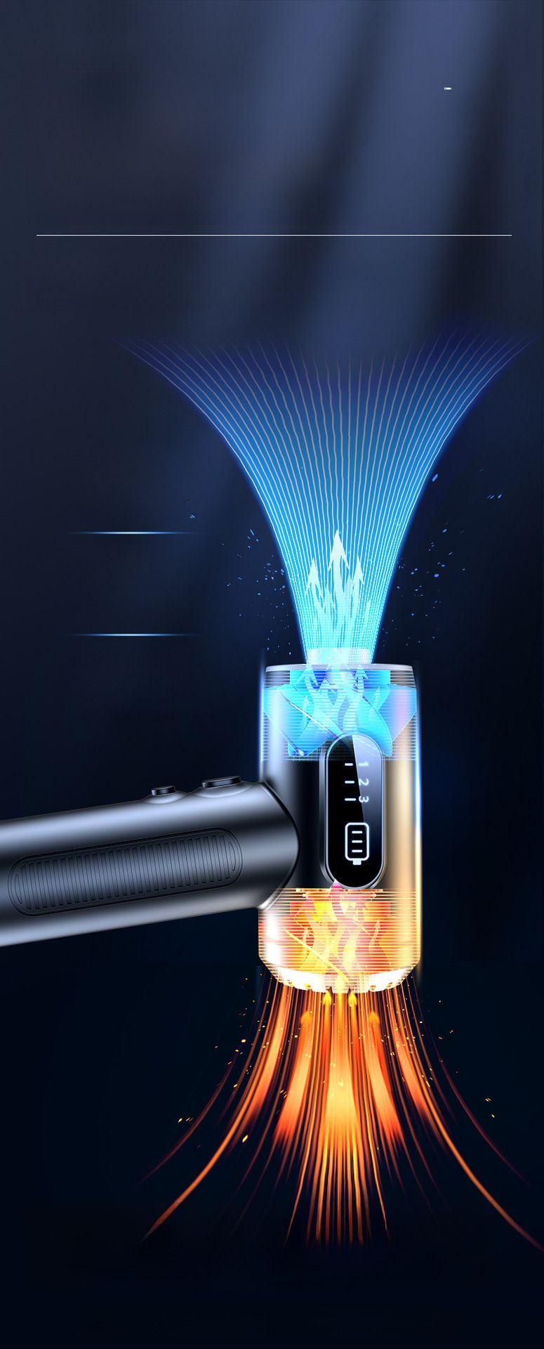Novo soprador de pó soprando e aspirando integrado portátil de alta potência 50000RPM aspirador de pó portátil para carro com display digital_voghion.com