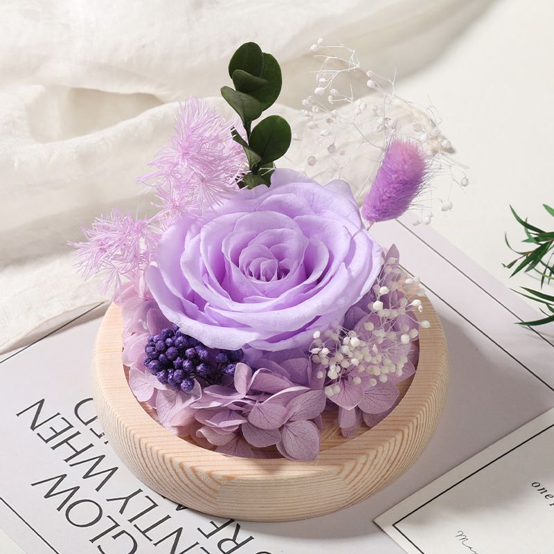 Cupola in vetro con rose stabilizzate - Rose vere di alta qualità + copertura in vetro spesso, luce LED con USB, regalo per San Valentino/Qixi/compleanno/matrimonio/laurea_voghion.com