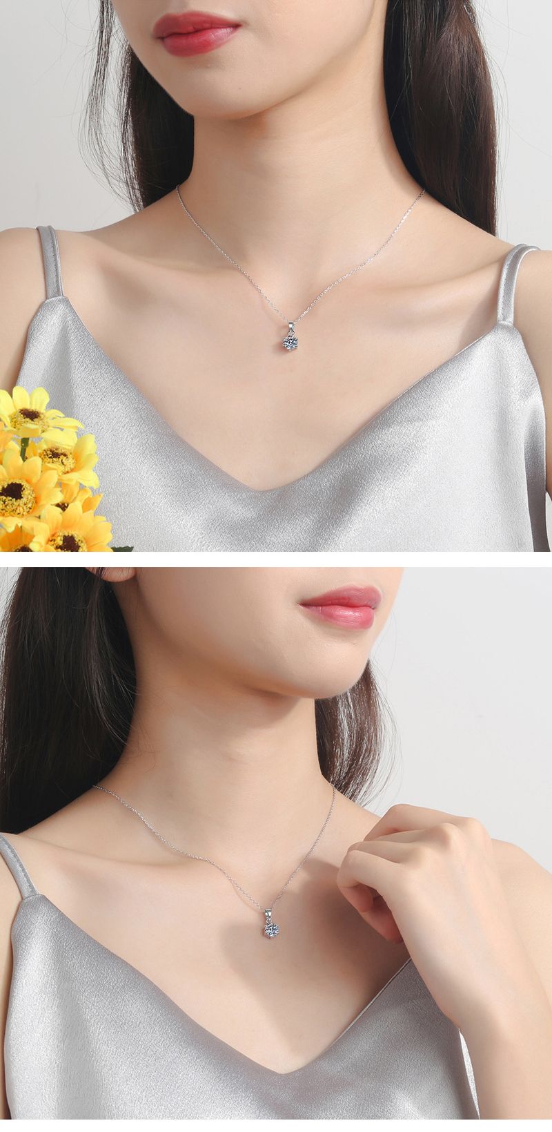 Collana con Moissanite Certificata GRA di Moda, Colore D, Diamante da Laboratorio, Vero Argento Sterling, Ciondolo a Sei Punte, Gioielleria Pregiata per Donna_voghion.com
