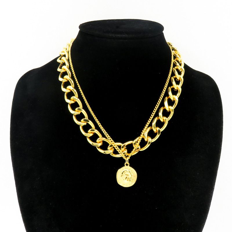 Unique Double Layer Necklace For Men Exaggerated Cuban Hip Hop Style Thick Gold Chain Jewelry_voghion.com