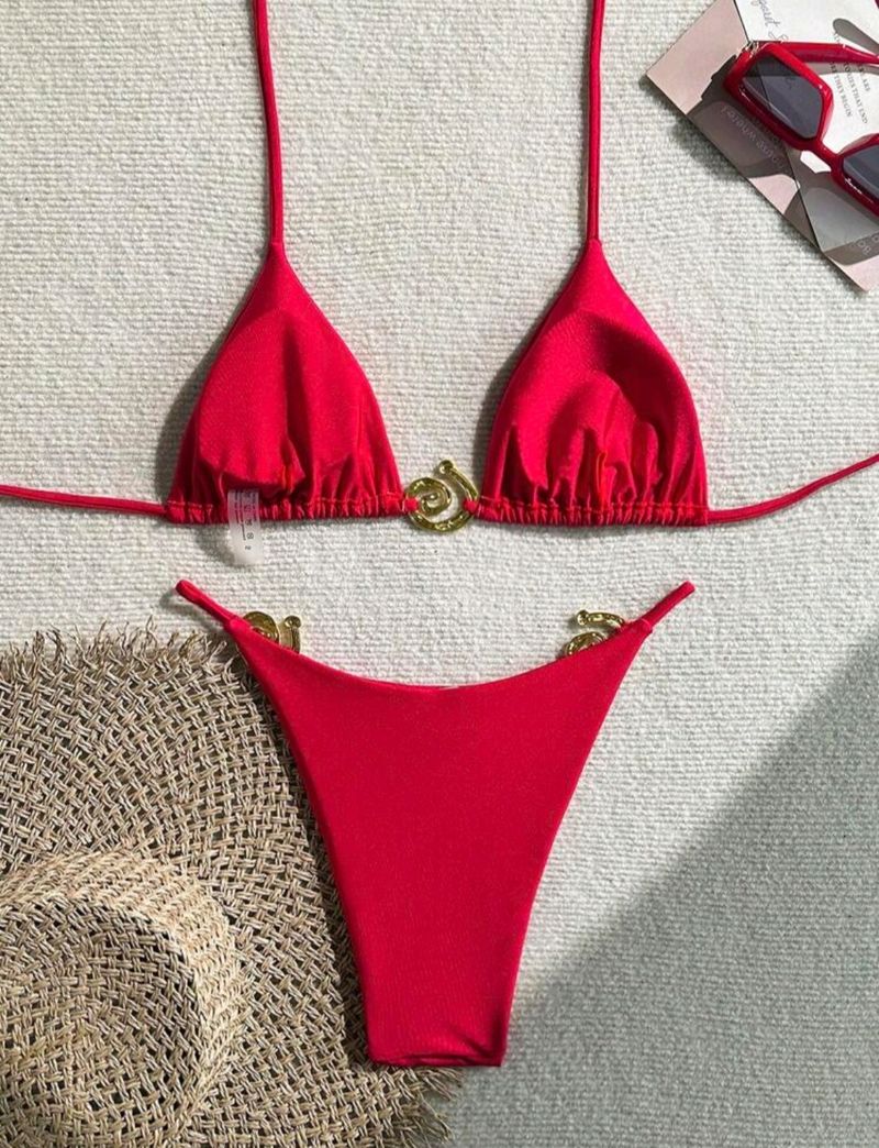 Sexy tweedelig badpak in effen kleur voor dames, bikiniset_voghion.com