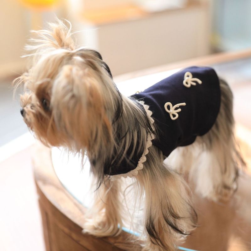 Cotton Soft Solid Color Base Bowknot T-Shirt For Cats And Dogs Bichon Frise Yorkshire Terrier Pet Clothing_voghion.com