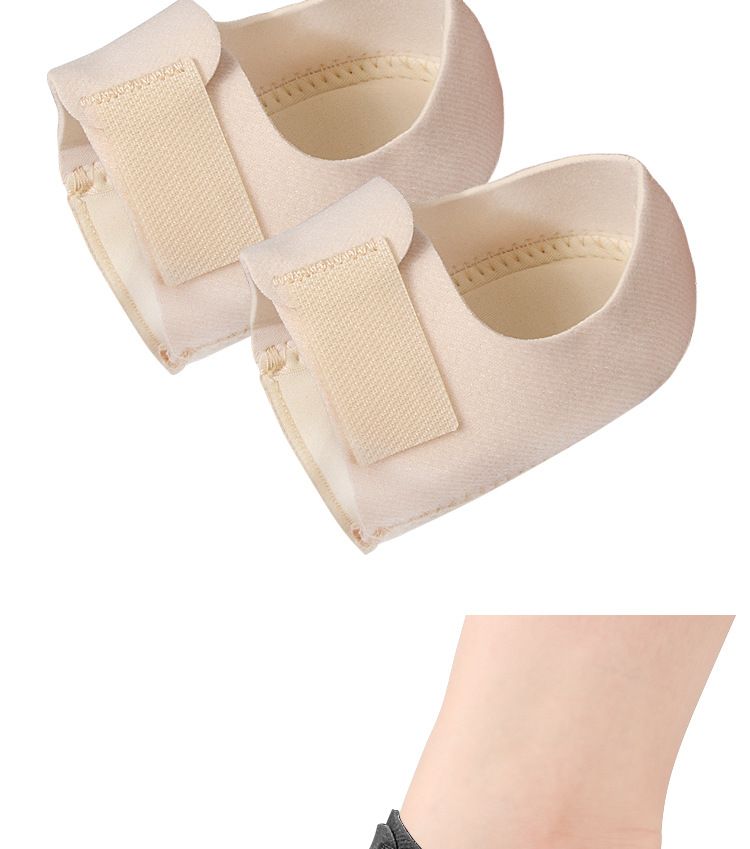 Calzini protettivi per talloni da uomo e da donna - Cuscinetto traspirante e confortevole per i piedi, per tutte le stagioni, design antiscivolo con cinturini regolabili (nero, beige)_voghion.com