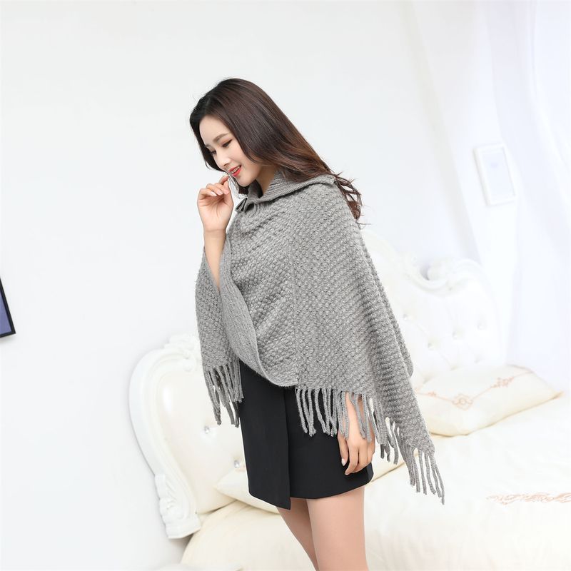 Herbst und neue hohe Kragen Knopf Quaste Damen Schal Winter warmen Mantel Mode gestrickte Shirt_voghion.com