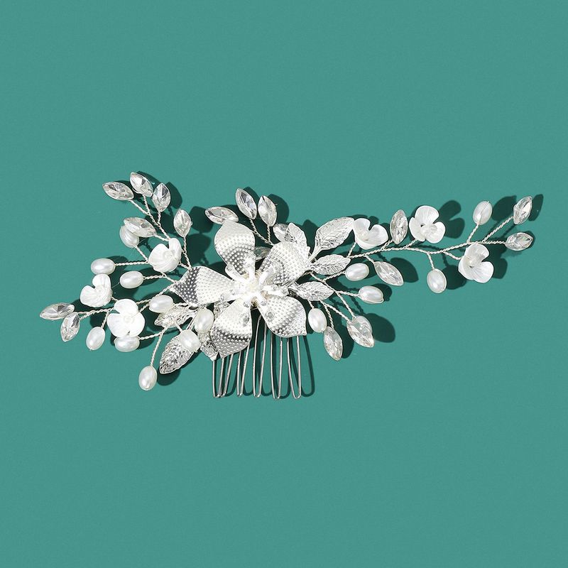 Gioielli da donna, tiara da sposa, pettine per capelli con perle da sposa, gioielli da sposa con conchiglia a forma di fiore in lega_voghion.com