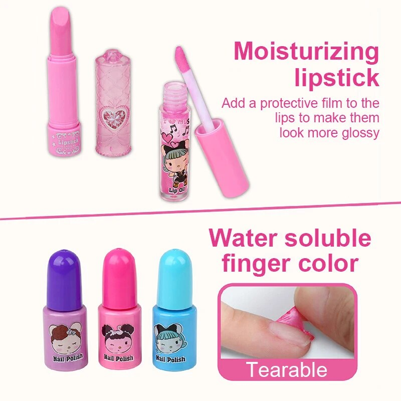Make-up-Set für Kinder, Make-up-Set für Mädchen, Prinzessinnen-Make-up-Set, ungiftiges Kosmetikspielzeug, frühes Lernen, pädagogisches Spielzeug für Mädchen, Geschenk_voghion.com