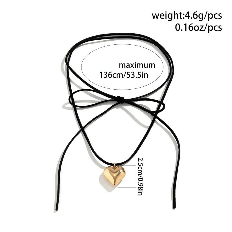 Collana girocollo da donna alla moda 2025 con ciondolo a forma di cuore con catena in pizzo multistrato, elegante e alla moda - Gioielli alla moda 2024_voghion.com