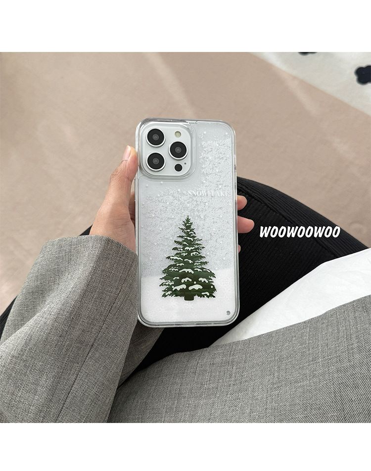 TechGlobe WOOWOOWOO Niche Coque de téléphone de Noël motif flocon de neige et bonhomme de neige, compatible avec iPhone 16 Pro Max, motif automne-hiver_voghion.com