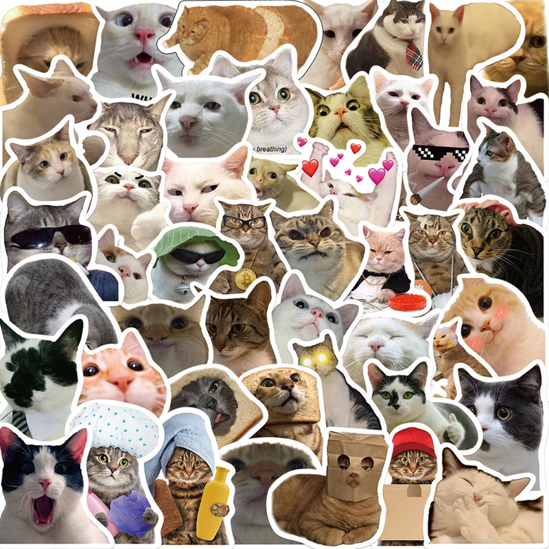 ToysMall 50 Stuks Cartoon Stickers Leuk Katje Patroon PVC Decoratie Kat Stickers Plakboek Waterfles Koffer Briefpapier Leveringen_voghion.com