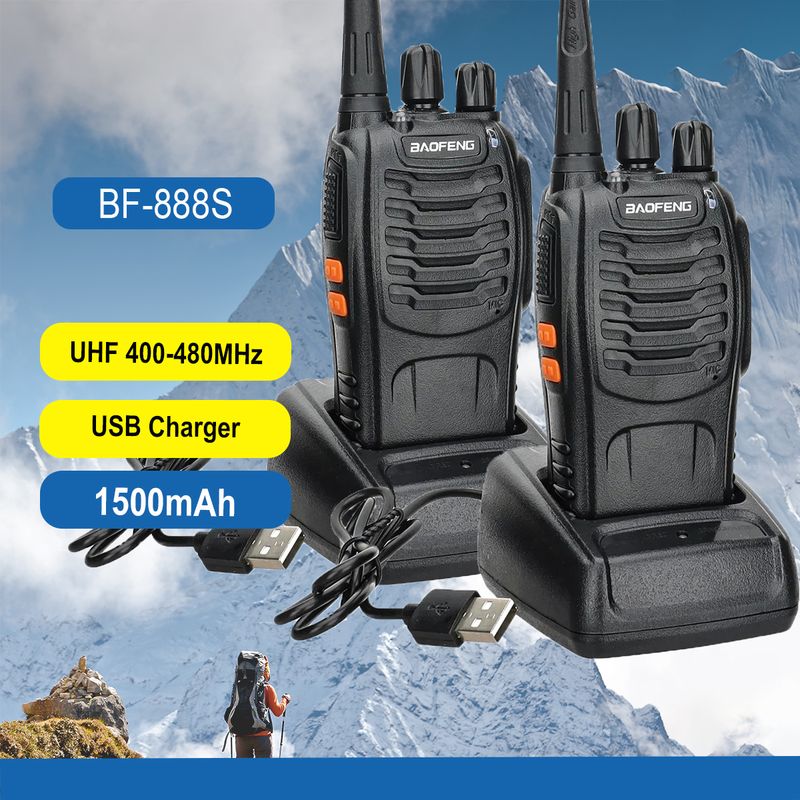 Baofeng 888S Walkie-talkie BF-888S Amateur Two Way Radio UHF400-470MHz 16 Channel 2pcs Optional Headset USB Charger_voghion.com