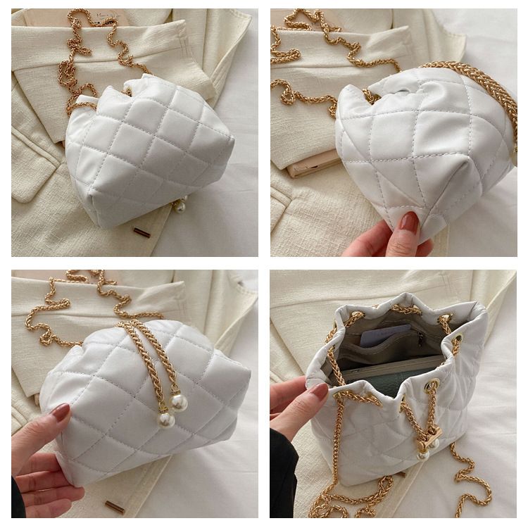 Ligge Cross Shoulder Water Bucket Bag 2024 Drawstrig Simple New Style Chai Sprig Tred Leisure Large Capacity_voghion.com