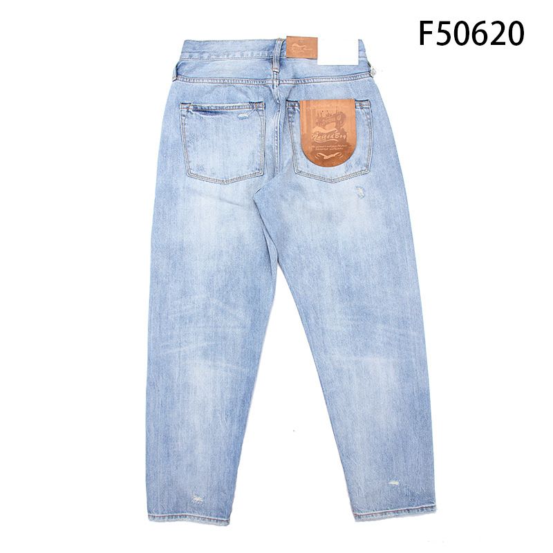 Blugi bărbătești, denim brut, spălat cu tanin roșu, cu margine roșie, de înaltă calitate, culoare deschisă, cu găuri, stropi de cerneală, micro conici, blugi pentru bărbați_voghion.com