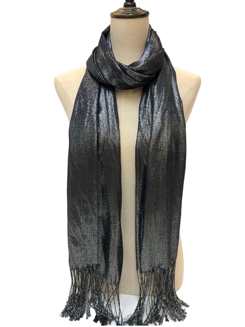 New European And American Women's Shawl Autumn Summer Women's Tassel Silver Silk Ball Banquet Scarf_voghion.com