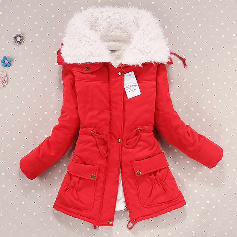 Giacca invernale da donna addensata piumino lungo con cappuccio cappotto da donna slim fit colletto in pelo imbottito in cotone cappotto da donna_voghion.com