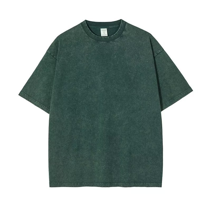 Suitable For All Seasons Washed Vintage High Solid Color Short Sleeve American Street Style Five-Point T-Shirt Men's Base Layer Summer Ins_voghion.com