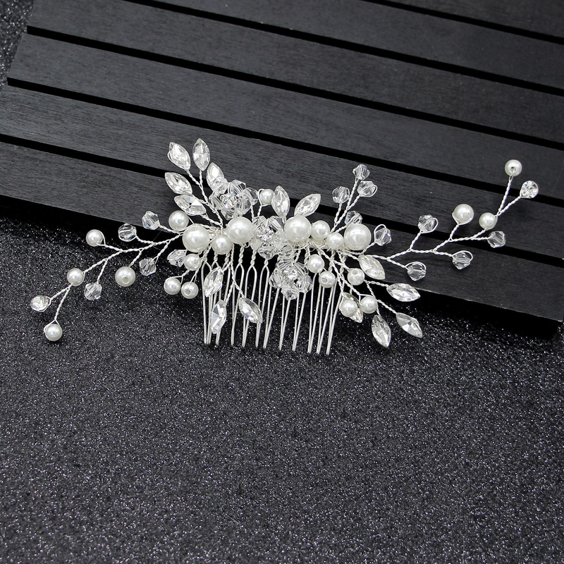 Women's Jewelry pearl hair combs, white crystal tiaras, banquet hair accessories, bridal tiaras and combs wholesale_voghion.com