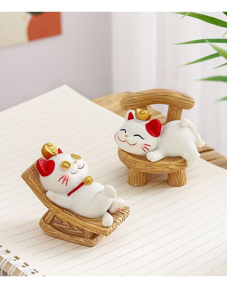 Glück Kleine Ornament Home Office Desktop Emotionale Stabilität Glück Katze Nette Dekoration Mini Auto Halterung_voghion.com