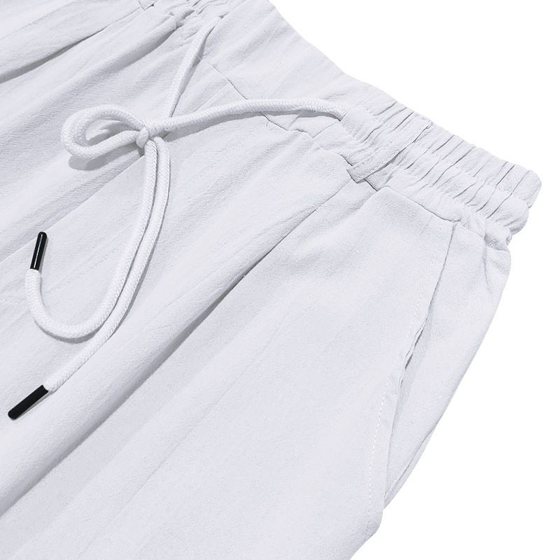 "Freizeithose aus Leinen für Herren - Atmungsaktive Sommerhose mit gerader Passform für Outdoor- und Strandkleidung (Weiß, Schwarz, Grau, Khaki, Armeegrün)"_voghion.com