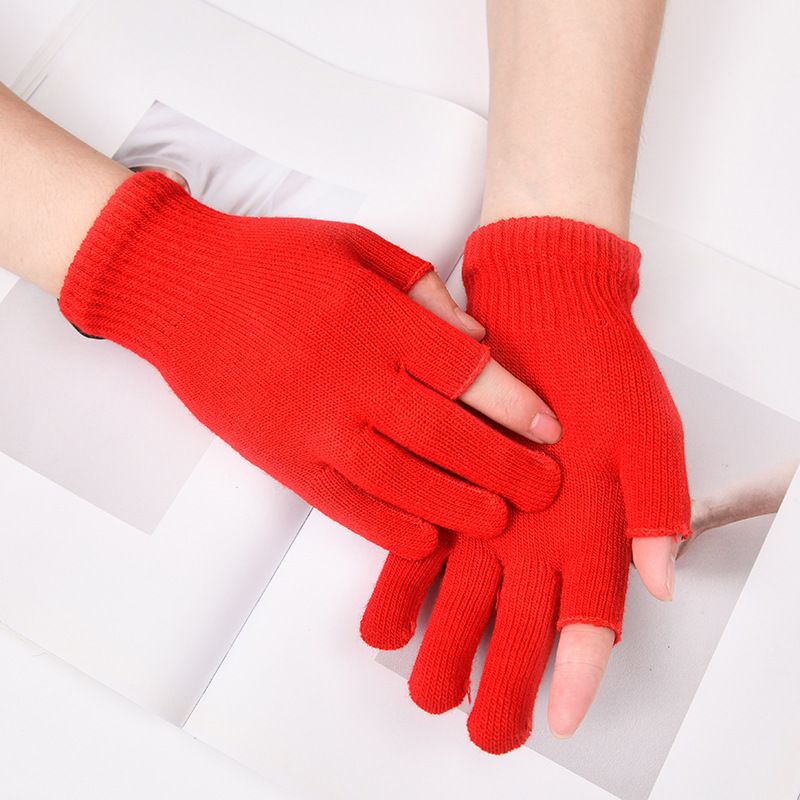 Guanti invernali caldi da uomo Boy Boy, touchscreen, neri, due dita scoperte, scrittura studentesca, ciclismo, lavoro, semplici ed eleganti,_voghion.com