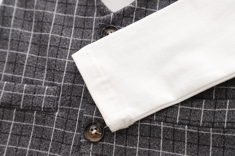 Barns höst i engelsk stil pläddräkt tredelad för pojkar Blomsterpojke Bröllop helårsklänning Uppsättning Trend_voghion.com