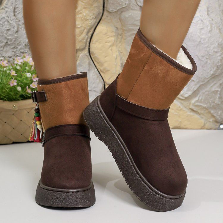 Women's Winter Snow Boots - Warm Slip-On Fur Lined High Top Casual Shoes With Rubber Sole For Cold Weather_voghion.com
