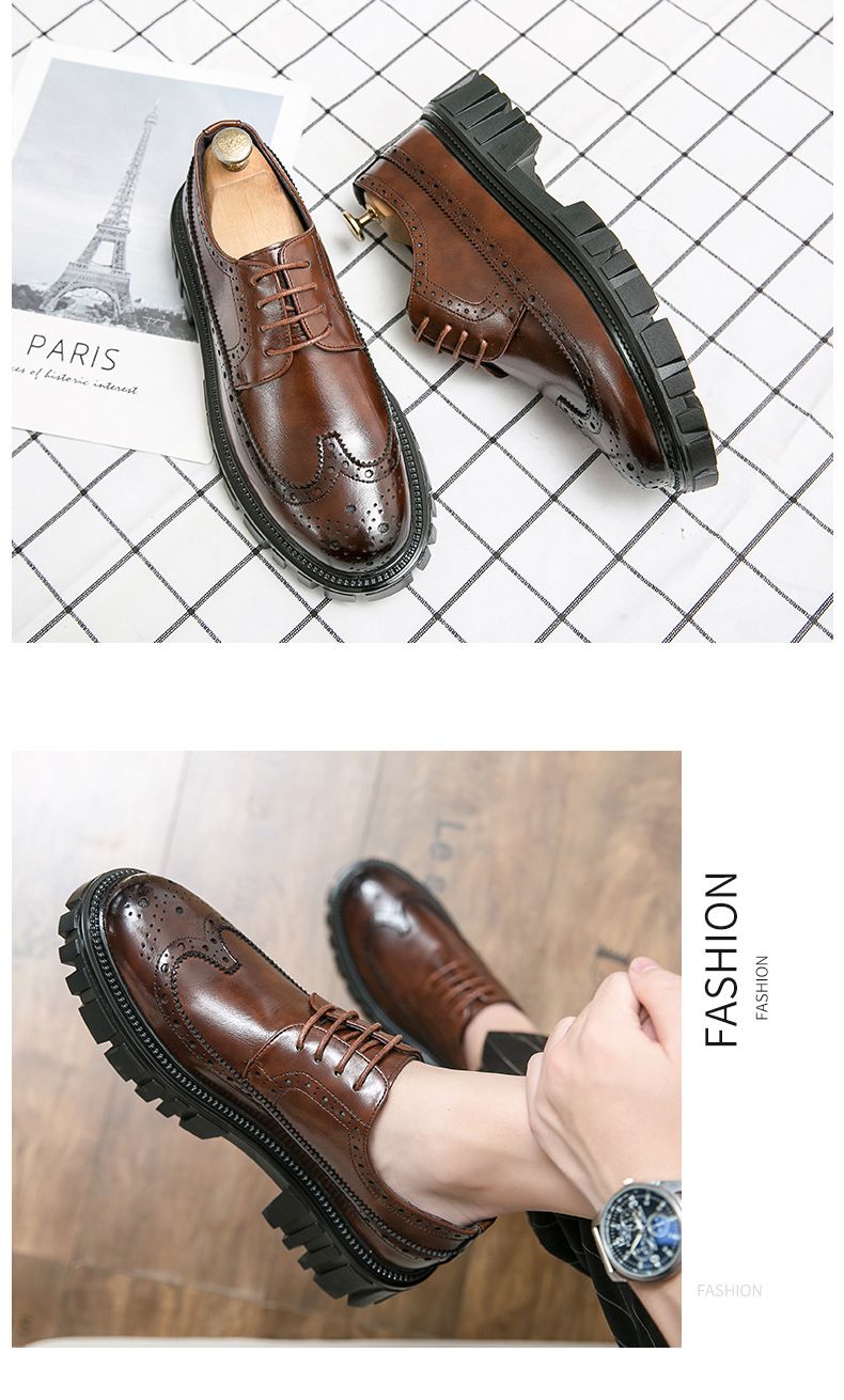 2024 Spring Blossom Men's British and Korean Round Toe Black Suit Wedding Business Dress Leather Shoes for Men_voghion.com